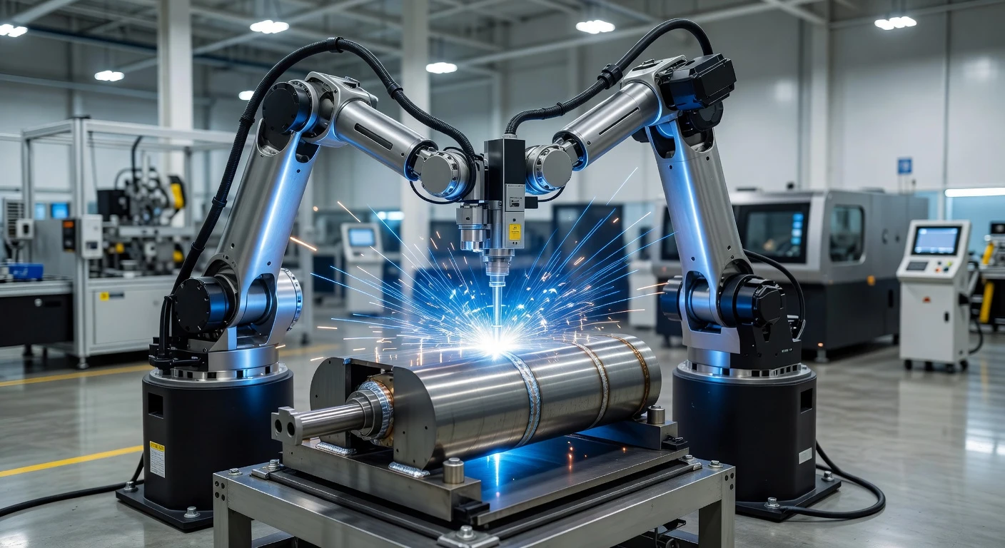 Modern atölyede otomatik fiber lazer kaynak işlemi