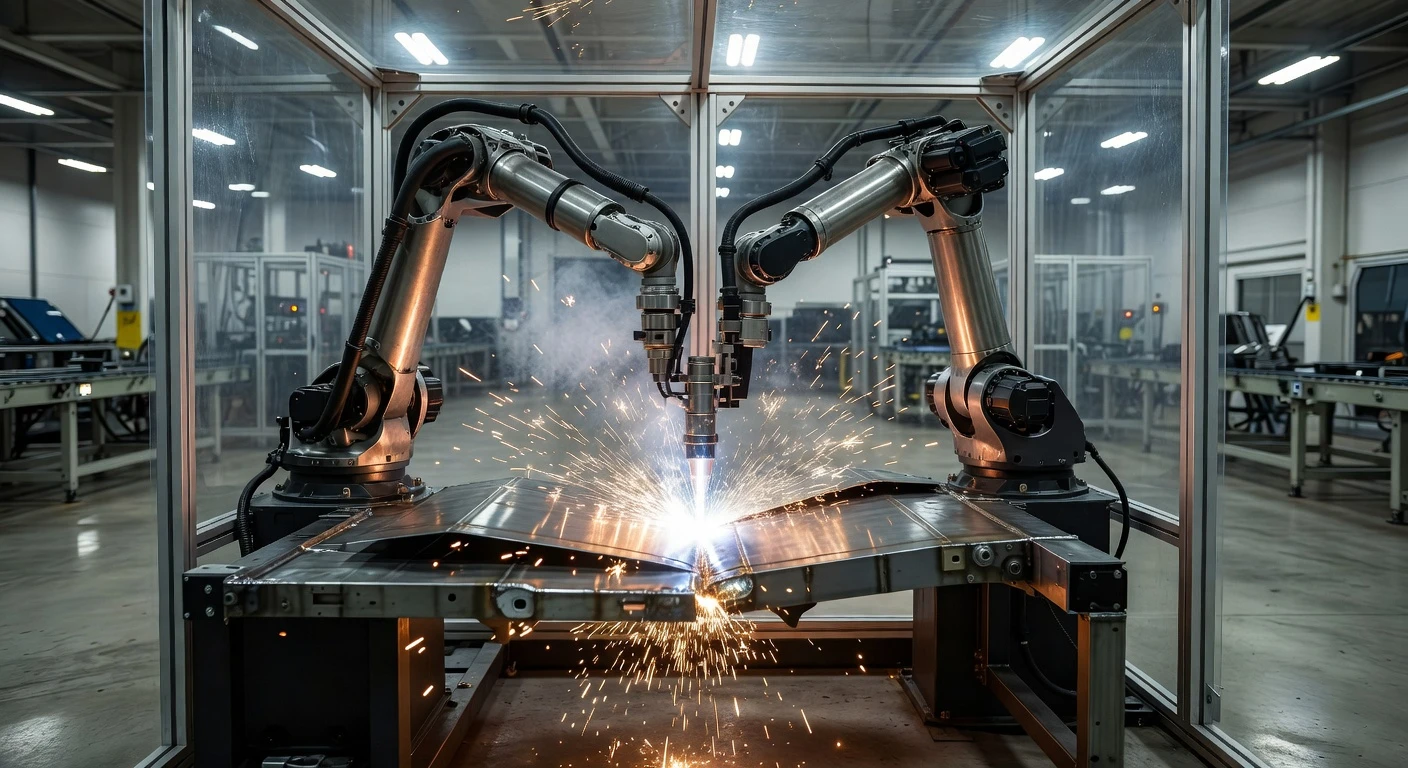Robot kollu otomatik lazer kaynak hücresi