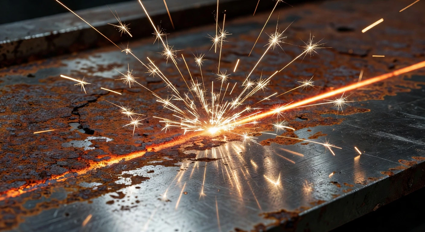 Lazer ile metal yüzeyden pas temizleme